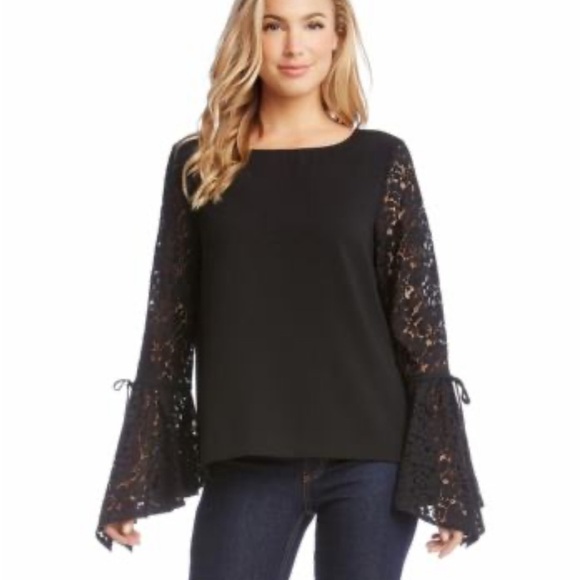 BANANA REPUBLIC Lace Drawstring Sleeve Top - Picture 1 of 9